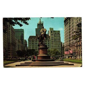 Vintage 1963 Postcard Central Park Fifth Avenue Statue NY City Alfred Mainzer